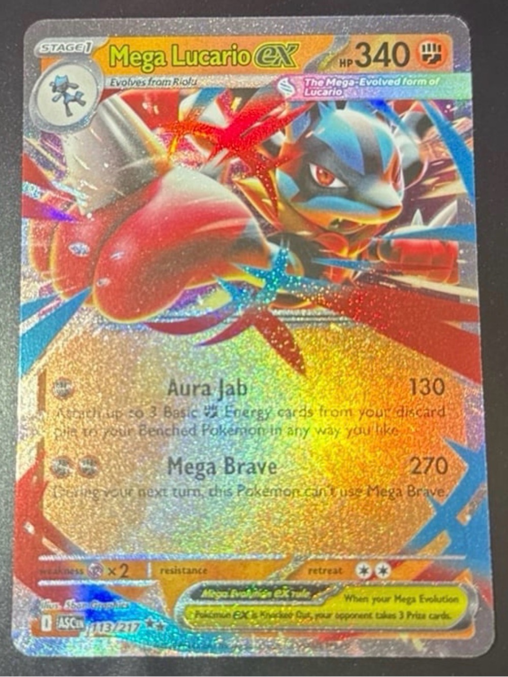 Mega Lucario Ex 113/217 Holofoil 2026 released Mega Evolution: Ascended Hereos
